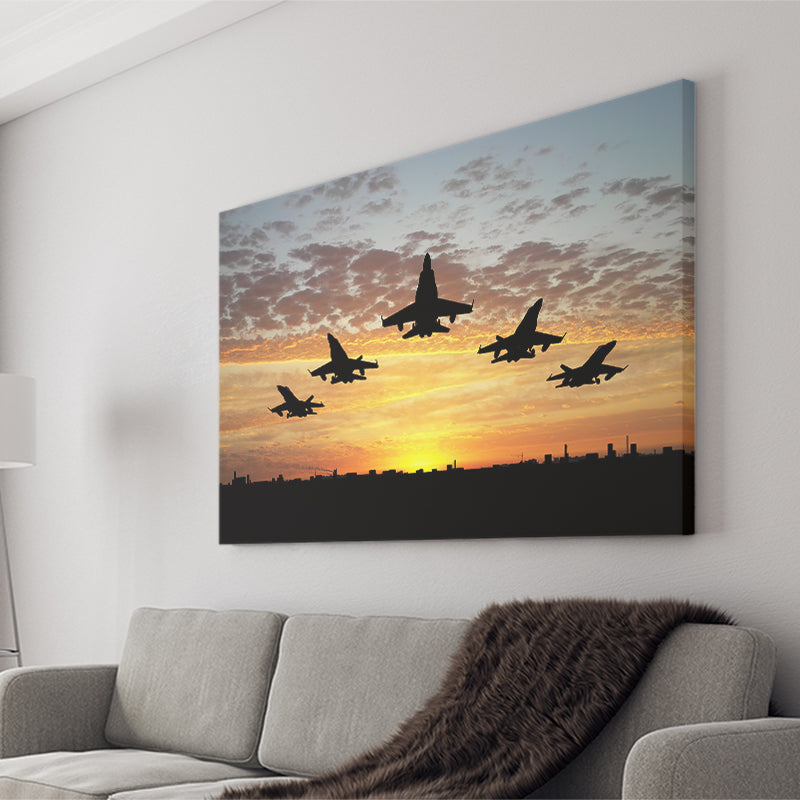 Flying Airplanes Sunset Canvas Prints Wall Art - Painting Canvas, Art Prints, Wall Decor, Home Decor, Prints for Sale