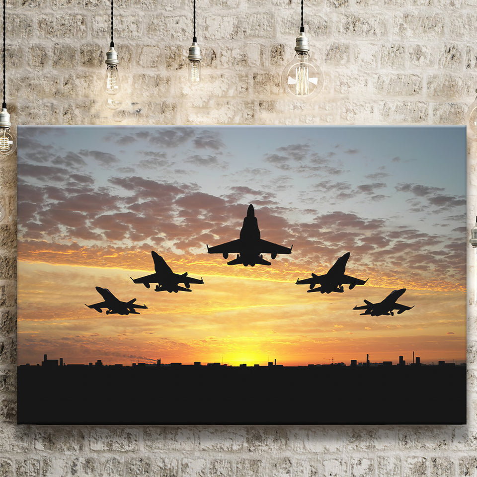 Flying Airplanes Sunset Canvas Prints Wall Art - Painting Canvas, Art Prints, Wall Decor, Home Decor, Prints for Sale