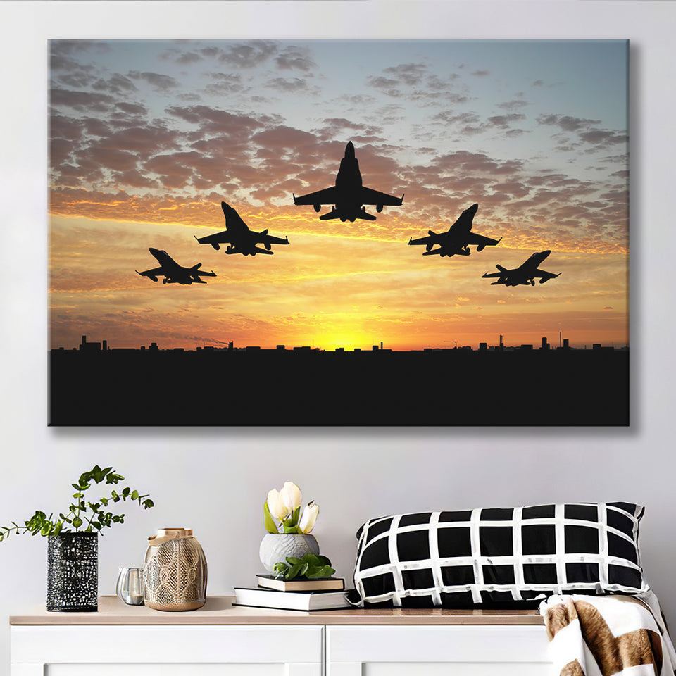 Flying Airplanes Sunset Canvas Prints Wall Art - Painting Canvas, Art Prints, Wall Decor, Home Decor, Prints for Sale