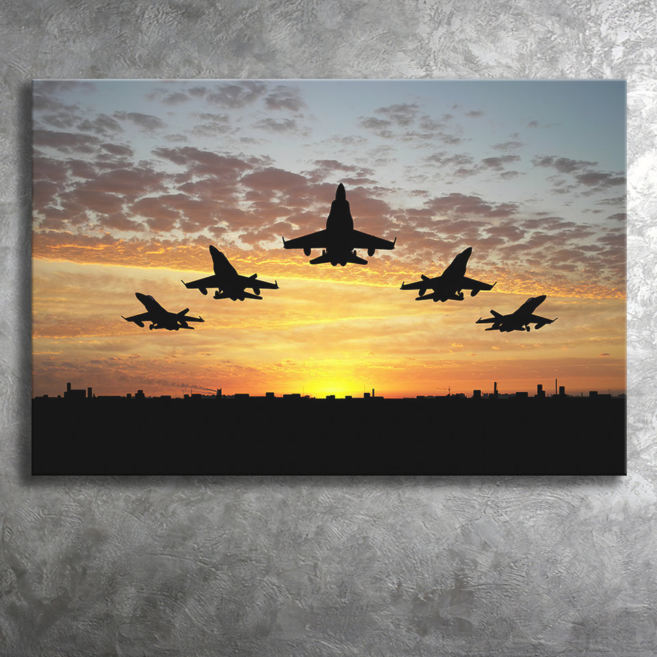Flying Airplanes Sunset Canvas Prints Wall Art - Painting Canvas, Art Prints, Wall Decor, Home Decor, Prints for Sale