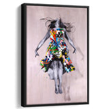 Flying In The Sky Street Art Graffiti, Framed Canvas Prints Wall Art Home Decor,Floating Frame, Ready to Hang