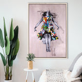 Flying In The Sky Street Art Graffiti, Framed Canvas Prints Wall Art Home Decor,Floating Frame, Ready to Hang