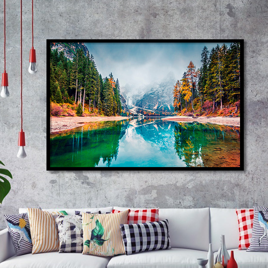 Fog Mountain Framed Art Prints Wall Art Decor, Framed Picture, Home Decor