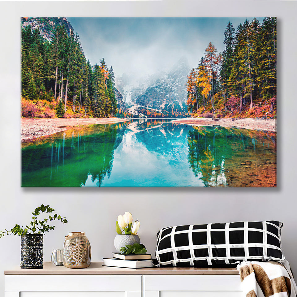 Fog Mountain Canvas Prints Wall Art Decor - Painting Canvas,Home Decor, Ready to Hang