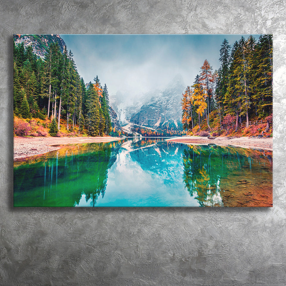 Fog Mountain Canvas Prints Wall Art Decor - Painting Canvas,Home Decor, Ready to Hang