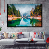 Fog Mountain Framed Canvas Prints Wall Art Decor, Framed Picture, Floating Frame