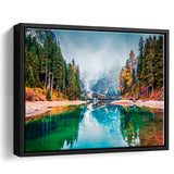 Fog Mountain Framed Canvas Prints Wall Art Decor, Framed Picture, Floating Frame