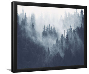 Foggy Forest - Blue-Forest art, Art print, Plexiglass Cover