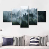Foggy Forest 5 Piece Canvas Prints Wall Art Decor - Painting Canvas, Multi Panels