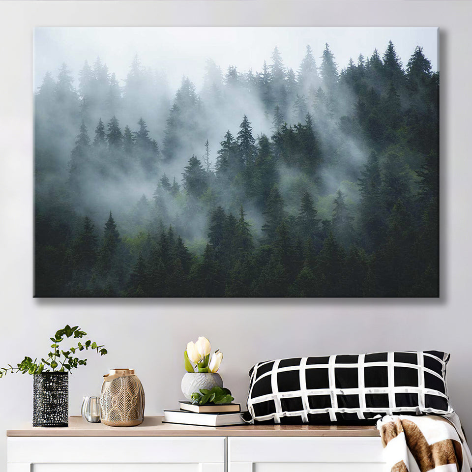 Foggy Forest Canvas Prints Wall Art Decor - Paiting Canvas, Art Prints, Wall Decor, For Sale