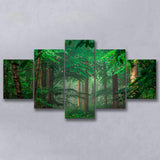 Foggy Forest 5 Piece Canvas Prints Wall Art Decor, Multi Panels, Mixed Canvas
