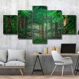 Foggy Forest 5 Piece Canvas Prints Wall Art Decor, Multi Panels, Mixed Canvas