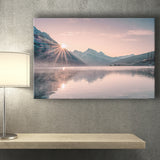 Foggy Mountain Lake At Sunrise Canvas Prints Wall Art - Painting Canvas,Wall Decor,Art Print,Home Decor