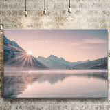 Foggy Mountain Lake At Sunrise Canvas Prints Wall Art - Painting Canvas,Wall Decor,Art Print,Home Decor
