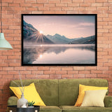 Foggy Mountain Lake At Sunrise Framed Art Print Wall Decor - Painting Art, Framed Picture, Home Decor