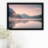 Foggy Mountain Lake At Sunrise Framed Canvas Prints Wall Art - Painting Canvas,Framed Picture,Home Art Wall Decor