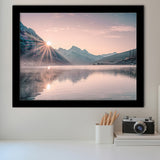 Foggy Mountain Lake At Sunrise Framed Art Print Wall Decor - Painting Art, Framed Picture, Home Decor
