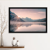 Foggy Mountain Lake At Sunrise Framed Canvas Prints Wall Art - Painting Canvas,Framed Picture,Home Art Wall Decor