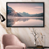 Foggy Mountain Lake At Sunrise Framed Canvas Prints Wall Art - Painting Canvas,Framed Picture,Home Art Wall Decor
