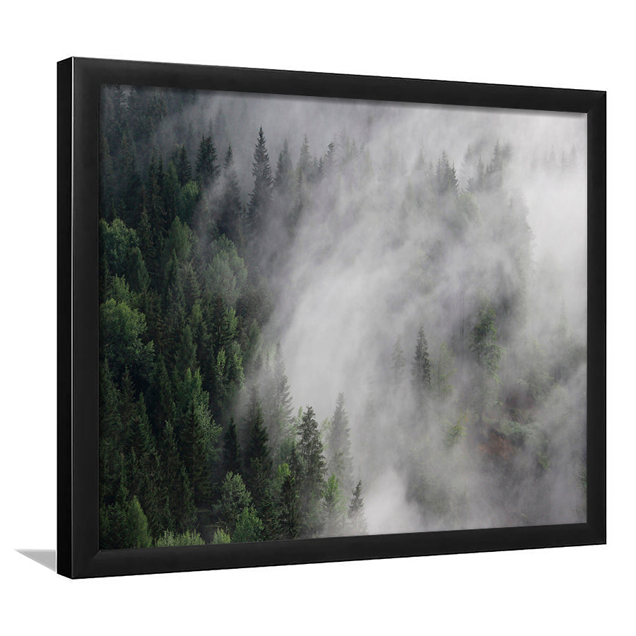 Foggy Mountains Framed Art Prints Wall Art Decor, Framed Picture, Home Decor
