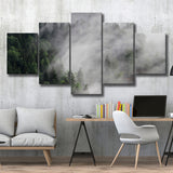 Foggy Mountains 5 Piece Canvas Prints Wall Art Decor, Multi Panels, Mixed Canvas