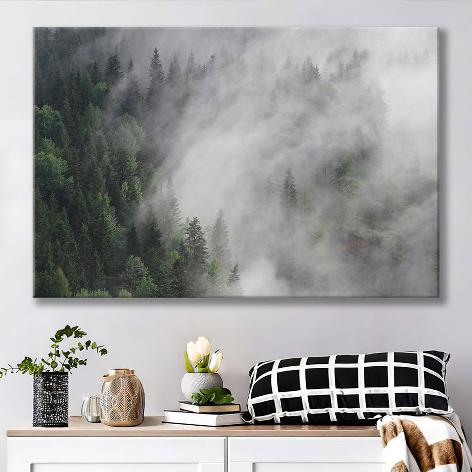 Foggy Mountains Canvas Prints Wall Art Decor - Painting Canvas,Home Decor, Ready to Hang
