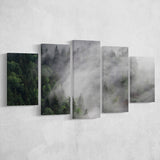Foggy Mountains 5 Piece Canvas Prints Wall Art Decor, Multi Panels, Mixed Canvas
