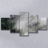 Foggy Mountains 5 Piece Canvas Prints Wall Art Decor, Multi Panels, Mixed Canvas