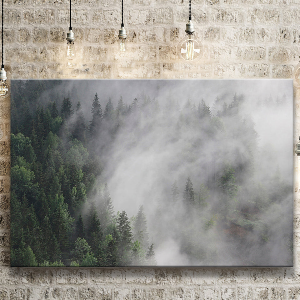 Foggy Mountains Canvas Prints Wall Art Decor - Painting Canvas,Home Decor, Ready to Hang