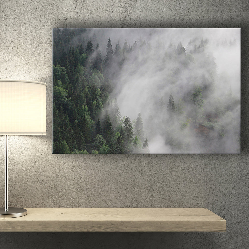 Foggy Mountains Canvas Prints Wall Art Decor - Painting Canvas,Home Decor, Ready to Hang