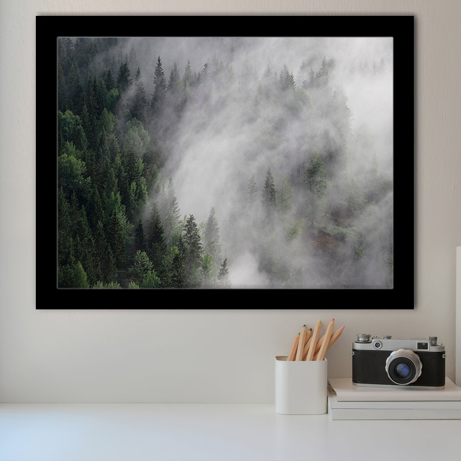 Foggy Mountains Framed Art Prints Wall Art Decor, Framed Picture, Home Decor