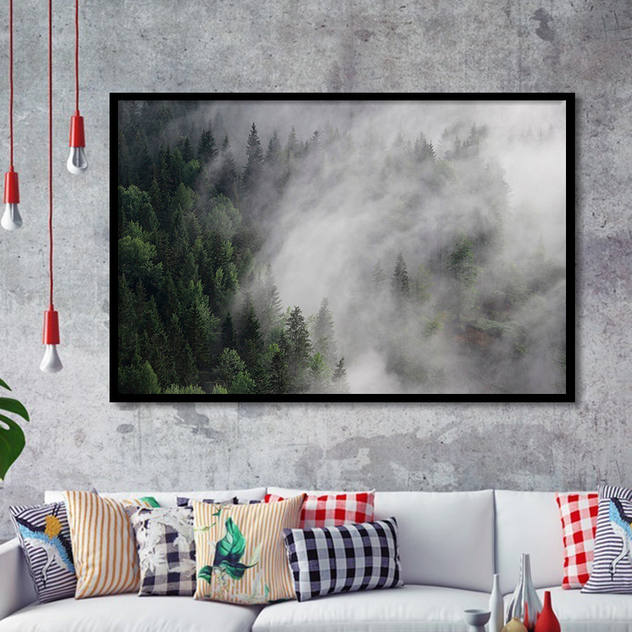 Foggy Mountains Framed Art Prints Wall Art Decor, Framed Picture, Home Decor