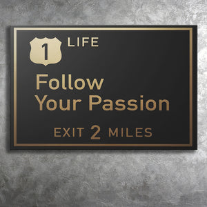 Follow Your Passion Canvas Prints Wall Art - Painting Canvas,Office Business Motivation Art, Wall Decor