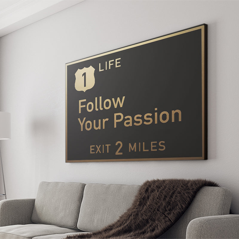 Follow Your Passion Canvas Prints Wall Art - Painting Canvas,Office Business Motivation Art, Wall Decor