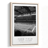 Ford Field Detroit Lions Football Lovers Black And White Art Framed Canvas Prints Wall Art Home Decor, Floating Frame