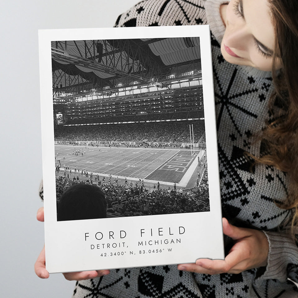 Ford Field Detroit Lions Football Lovers Black And White Art Canvas Prints Wall Art Home Decor