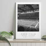 Ford Field Detroit Lions Football Lovers Black And White Art Canvas Prints Wall Art Home Decor