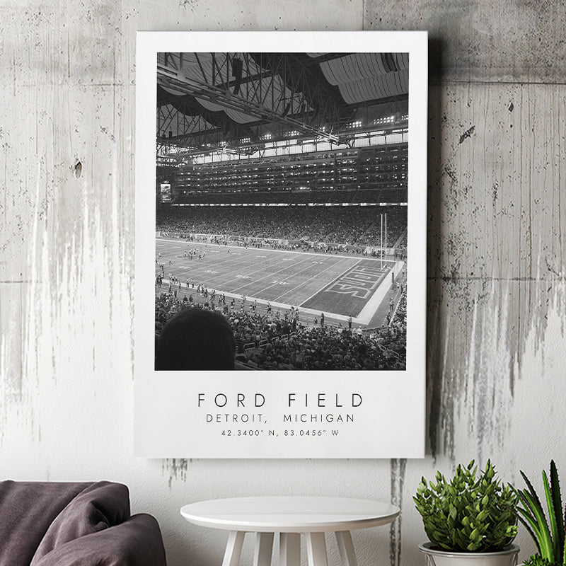 Ford Field Detroit Lions Football Lovers Black And White Art Canvas Prints Wall Art Home Decor
