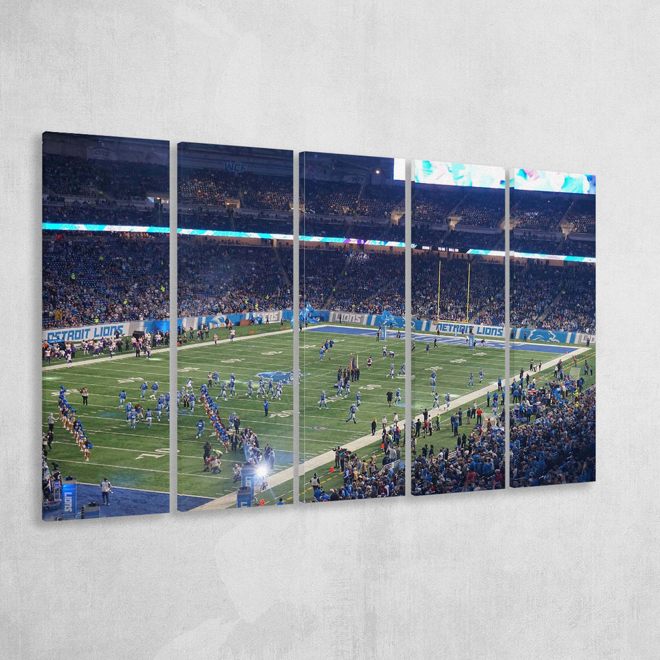 Ford Field Stadium Canvas Prints Detroit Lions Wall Art,Multi Panels B,Sport Stadium Art Prints, Fan Gift