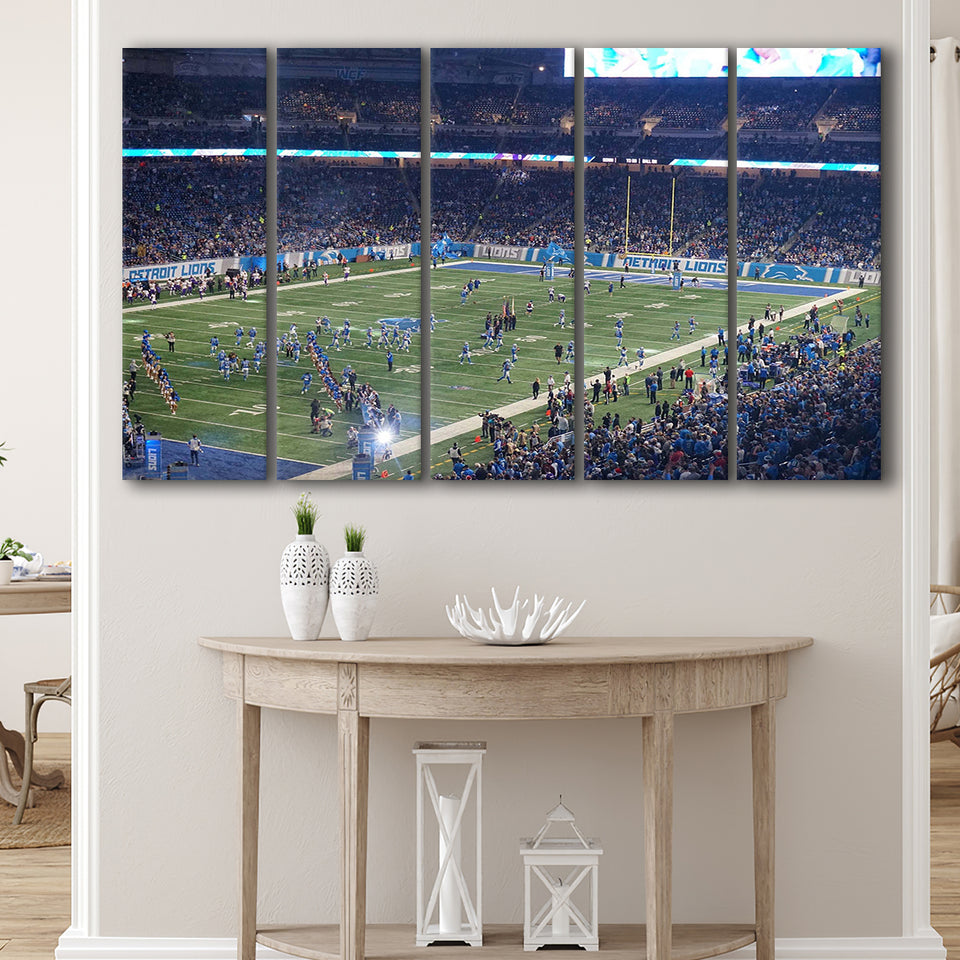 Ford Field Stadium Canvas Prints Detroit Lions Wall Art,Multi Panels B,Sport Stadium Art Prints, Fan Gift