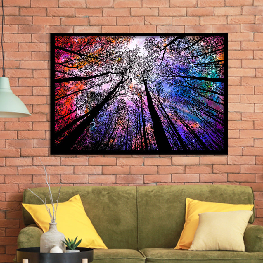 Forest, Trees Art Framed Art Prints Wall Art Decor,Black Frame, Ready to hang
