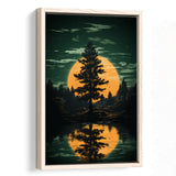 Forest In The Moonlight,Framed Canvas Prints,Floating Frame, Wall Art Home Decor