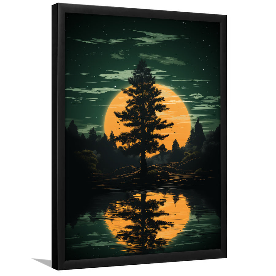 Forest In The Moonlight, Painting Art, Framed Art Prints Wall Decor