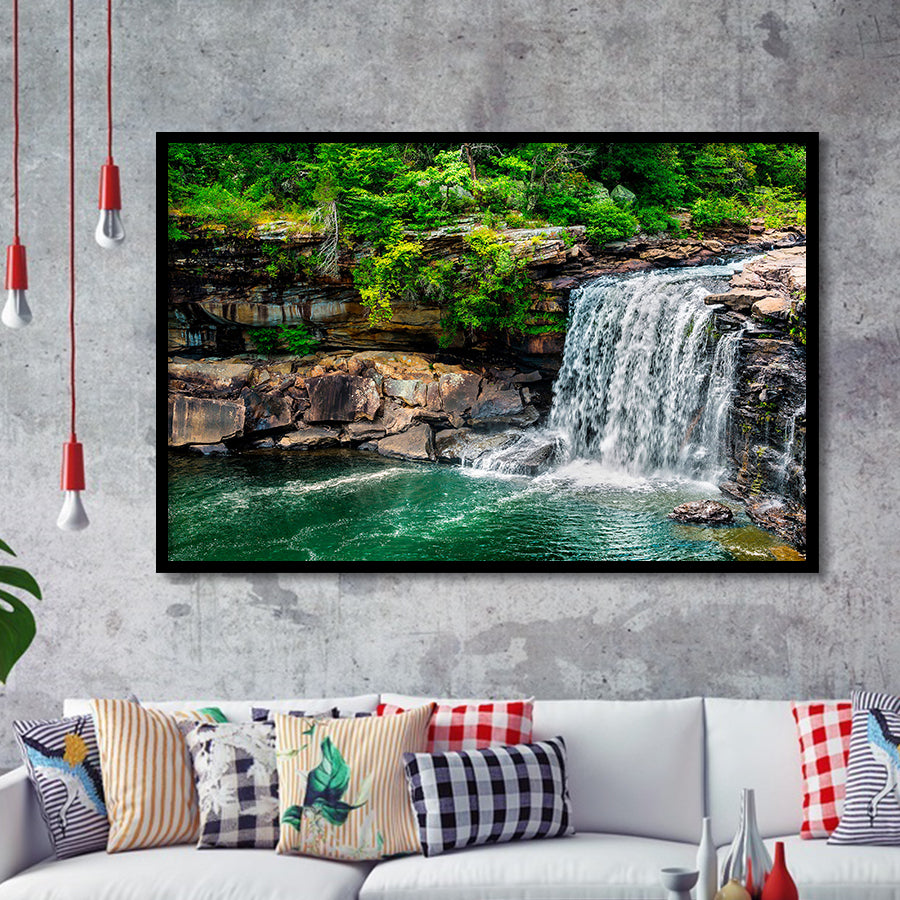 Forest Waterfall Framed Art Prints Wall Art Decor, Framed Picture, Home Decor