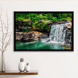 Forest Waterfall Framed Canvas Prints Wall Art Decor, Framed Picture, Floating Frame