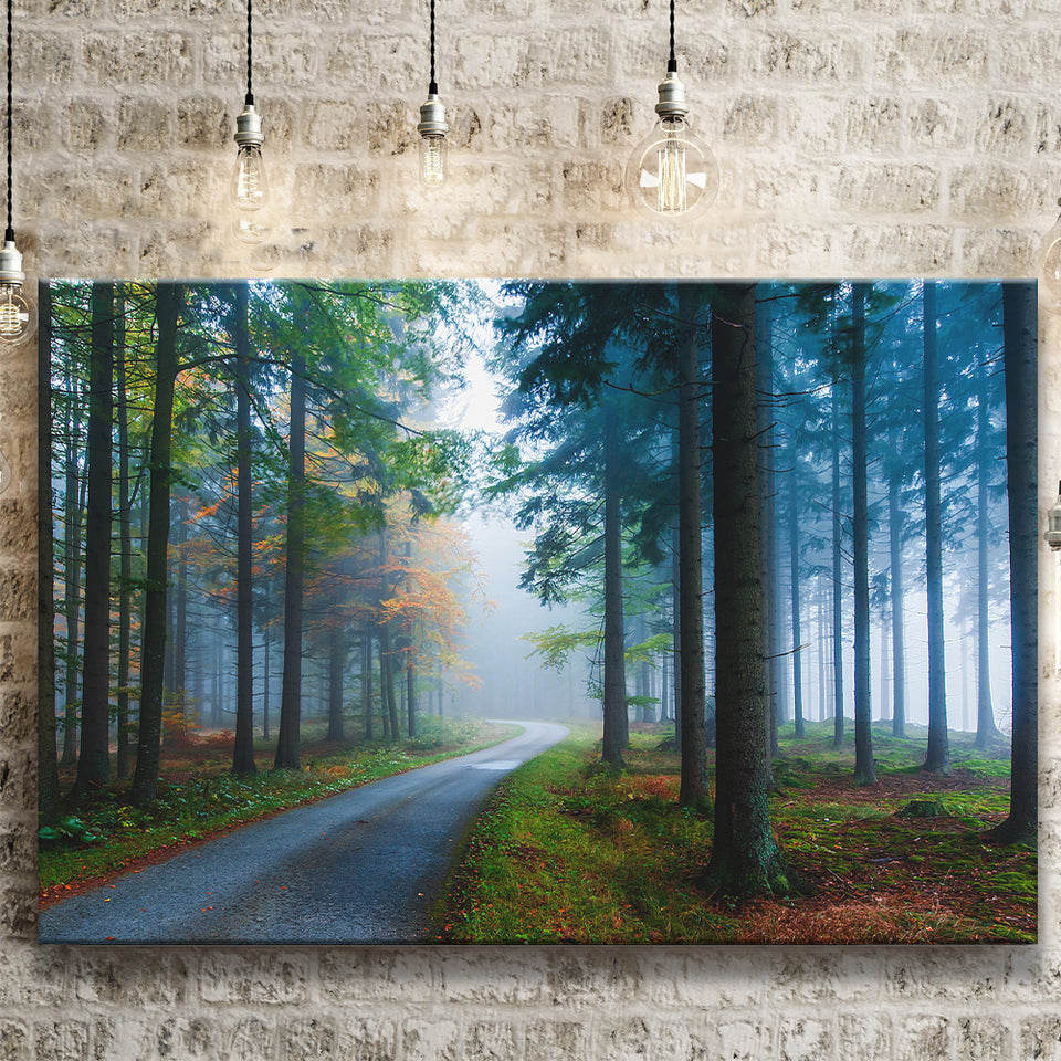 Forest Fog Pine Trees Canvas Prints Wall Art - Painting Canvas, Wall Decor, Canvas Art, For Sale