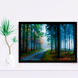 Forest Fog Pine Trees Framed Art Prints Wall Decor - Painting Prints, Wall Art, Framed Picture, Black Frame