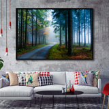 Forest Fog Pine Trees Framed Canvas Prints Wall Art - Painting Canvas, Wall Decor, Canvas Art, Floating Frame