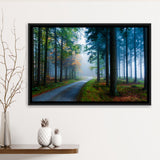 Forest Fog Pine Trees Framed Canvas Prints Wall Art - Painting Canvas, Wall Decor, Canvas Art, Floating Frame