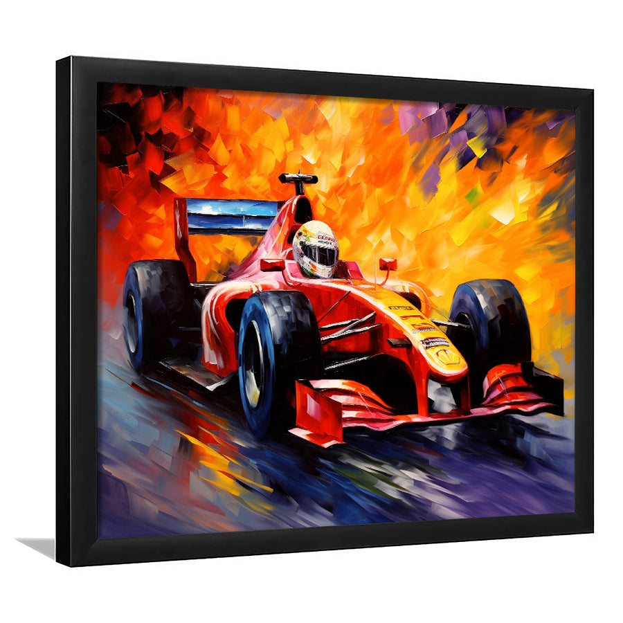Formula 1 Oil Painting Art Grand Prix Acrylic Mixed Color Painting Framed Art Prints Wall Decor, Framed Painting Art